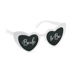 Occhiali a forma di cuore con scritta ''bride to be'', bianchi