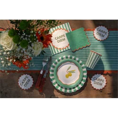 Piatto in carta celadon a righe – ø 23 cm – 6 pz