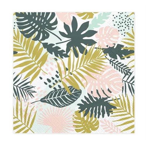 Tovaglioli aloha - foglie, 33x33cm (1 confezione / 20 pezzi)