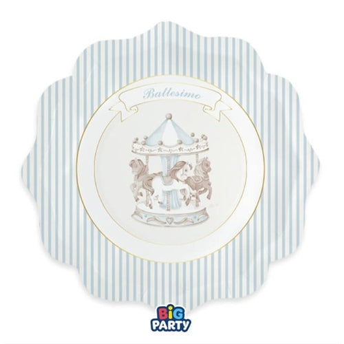 Piatto di carta 20cm battesimo carillon con giostrina 6pz