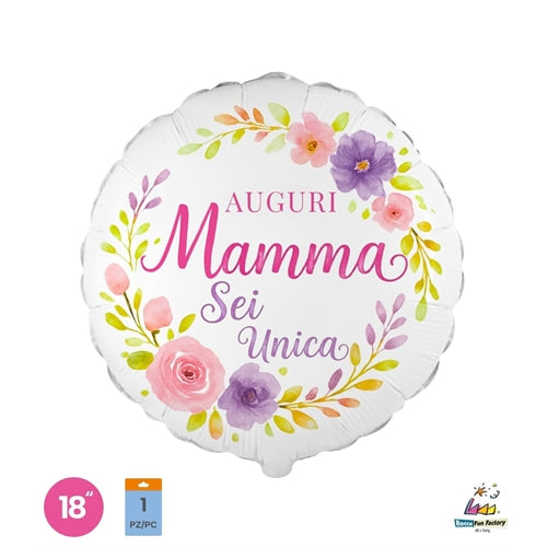 Mylar auguri mamma sei unica tondo 18" 1pz