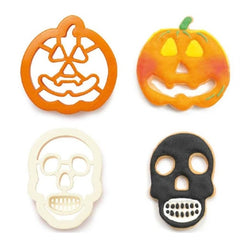 Set 2 cutters tagliapasta in plastica halloween zucca e teschio