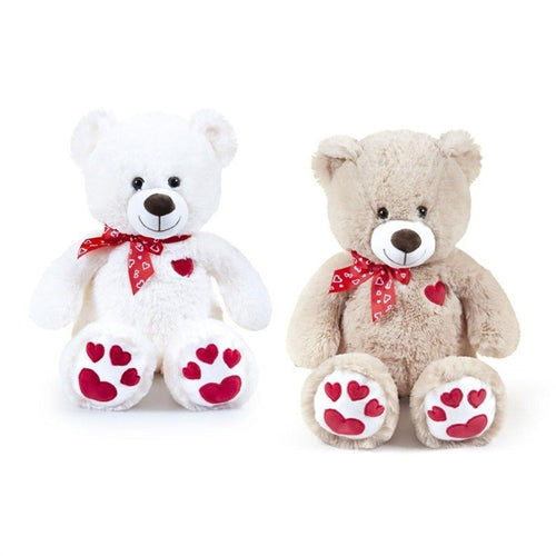 Peluche orso l. 60 cm con fiocco e ricamo