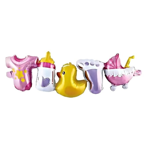 Mylar festone nascita bimba con nastrini papera 97x27 cm