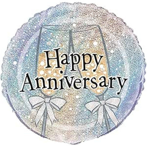 Palloncino foil happy anniversary 18" tondo