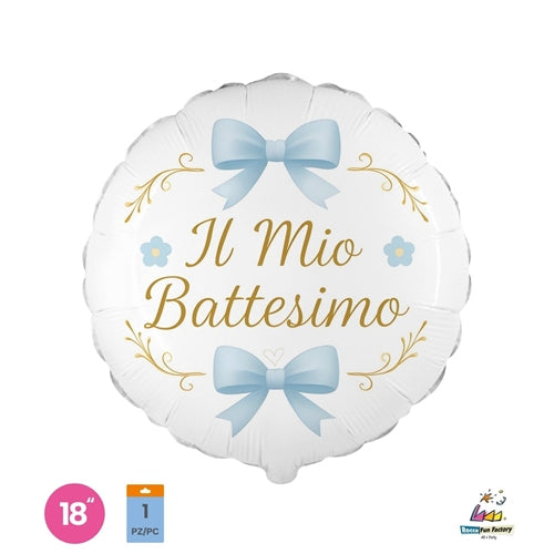 Mylar battesimo fiocchi tondo 18" 1pz