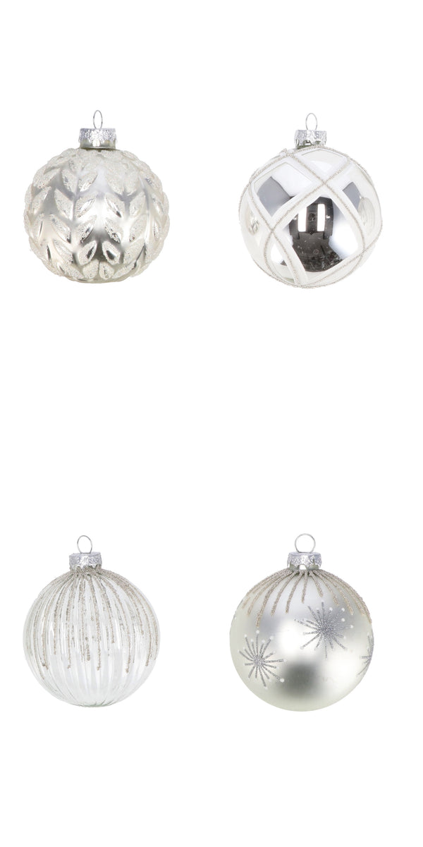 PALLINA NATALE VETRO SILVER D, 8 CM