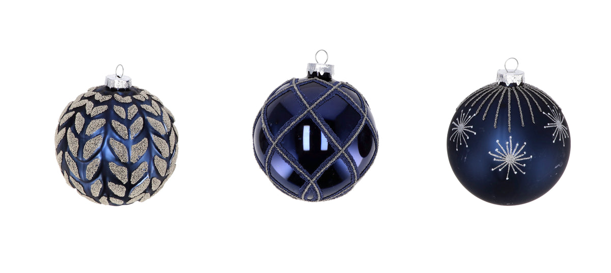 PALLINA NATALE VETRO BLU D. 10 CM
