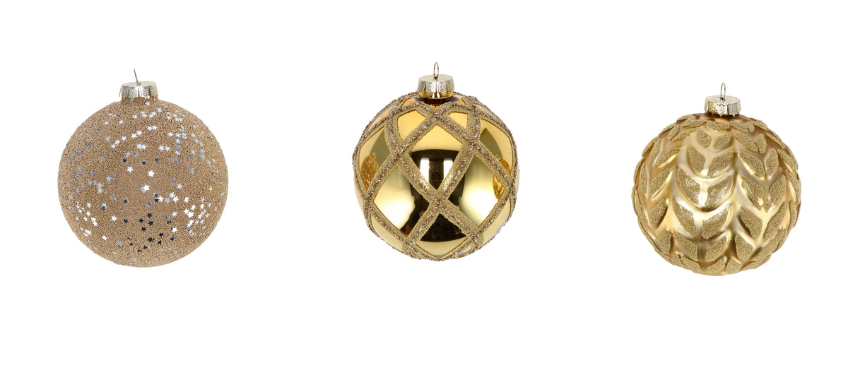 PALLINA NATALE VETRO ORO D. 10 CM