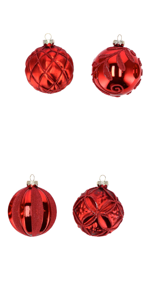 PALLINA NATALE VETRO ROSSO D. 8 CM