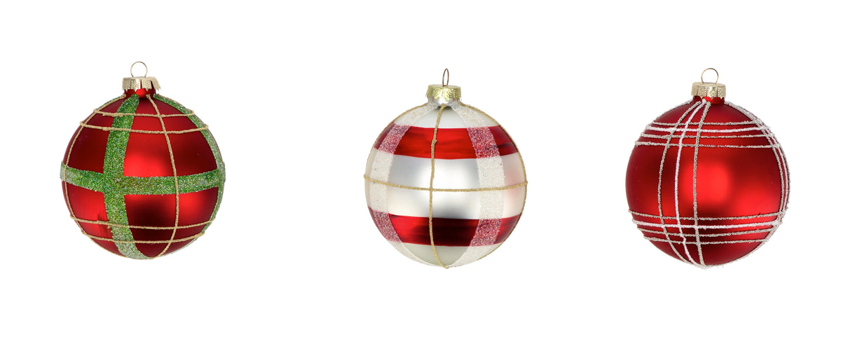 PALLINA NATALE VETRO TARTAN D. 10 CM