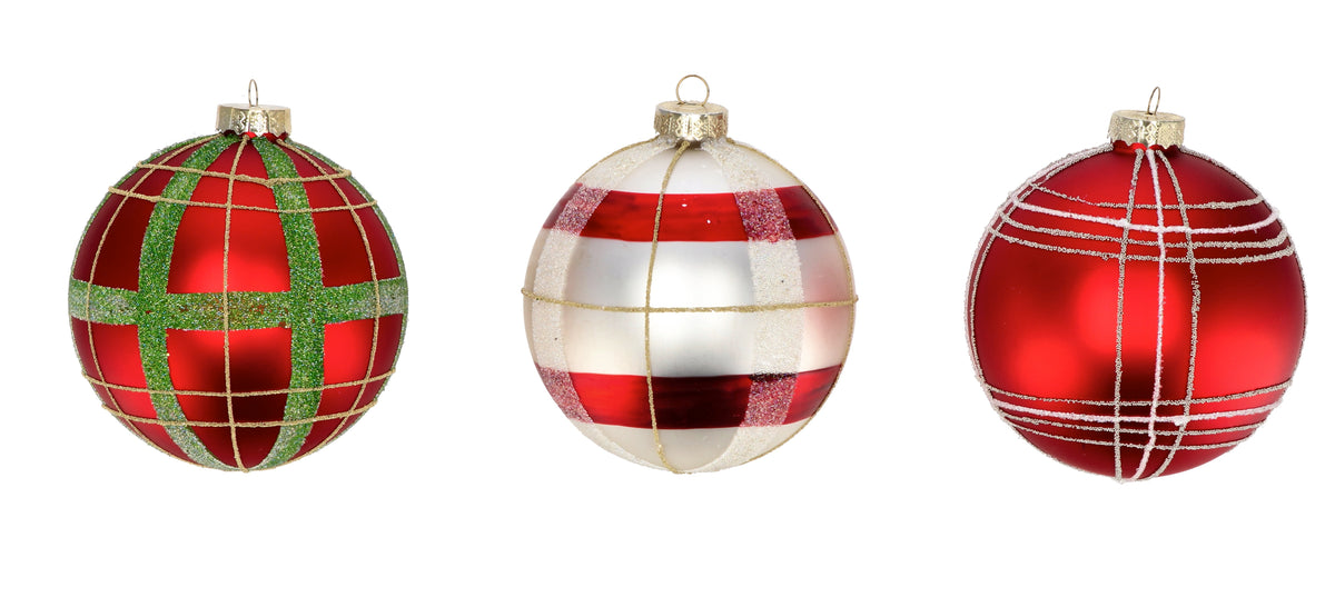 PALLINA DI NATALE TARTAN D. 12 CM