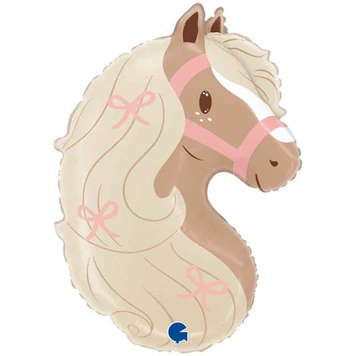 Palloncino in foil 26" super shape cavallo rosa "boho pony"