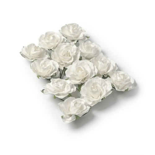 Confezioni rose in carta bianche diam. 3,5 cm 12 pz