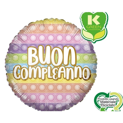 Pallone mylar buon compleanno popit macaron 18"