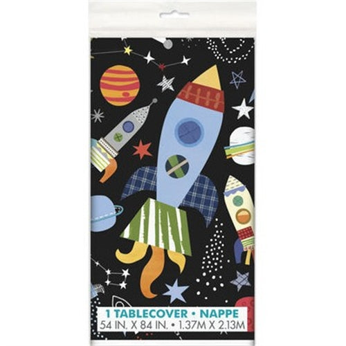 Tovaglia tema spazio in plastica 137x213 cm
