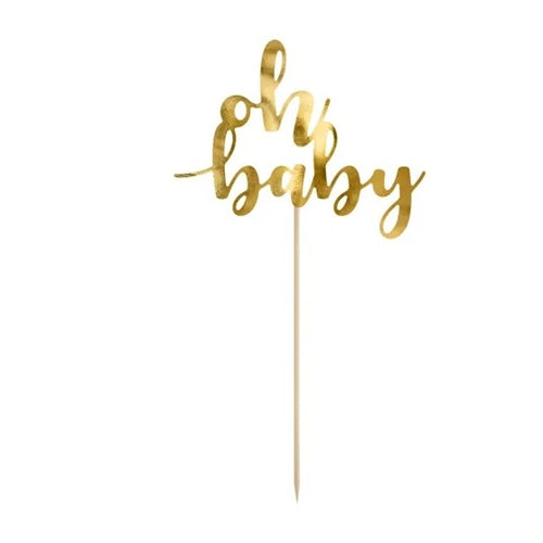 Decorazione per torta oh baby, oro rosa, 25 cm