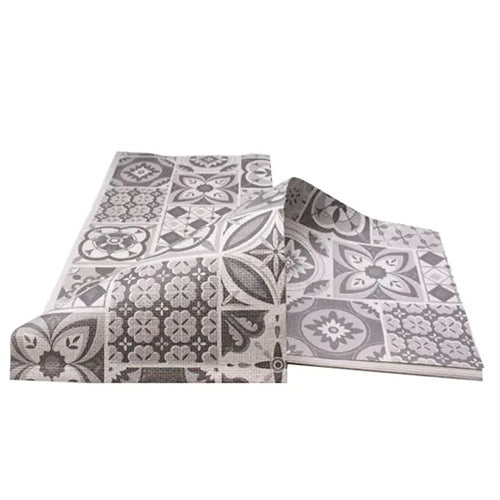 Tovaglia piegata 100x100 cm goffrato maioliche grigio 25 pz