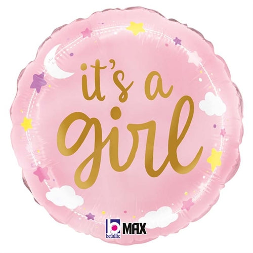 Palloncino in foil 18" nascita rosa "it's a girl/ it's a boy"