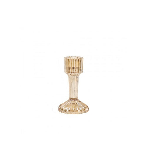 Candelabro in vetro rigato champagne perlato 11 cm