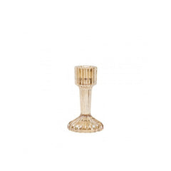 Candelabro in vetro rigato champagne perlato 11 cm