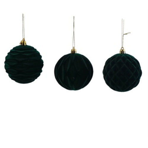 Palline di natale verde smeraldo in velluto – ø 8 cm – fantasie assortite