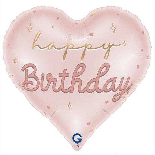 Palloncino in foil 18" happy birthday sweetie cuore rosa satinato