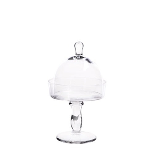Alzata c/campana vetro d. 14 x h. 25 cm