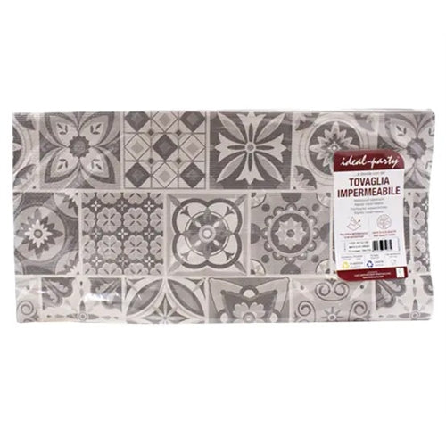 Tovaglia piegata 100x100 cm goffrato maioliche grigio 25 pz