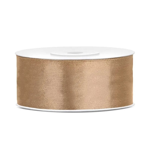 Nastro di raso, oro chiaro, 25 mm/25 m (1 pz. / 25 lm)