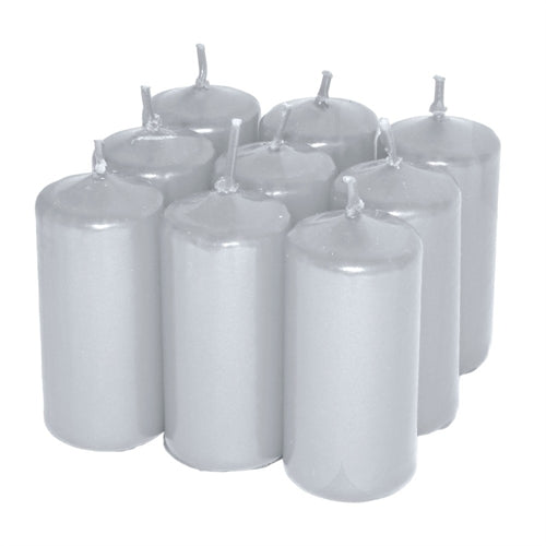 Candela in cera diam. 65 mm h. 50 mm argento 6 pz