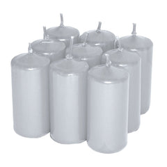 Candela in cera diam. 65 mm h. 50 mm argento 6 pz