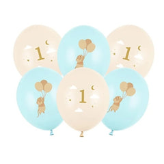 Palloncini 30 cm, topi con numero 1, (1 confezione / 6 pezzi)