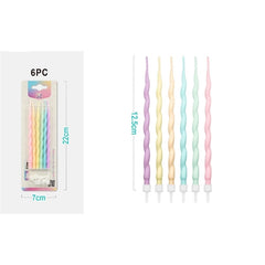 Candeline ondulate pastello per torta – set da 6 pezzi – 12,5 cm