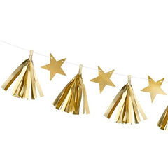 Ghirlanda di carta stelle, oro, 1,3 m