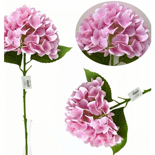 Ortensia rosa artificiale con stelo h. 50 cm