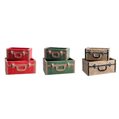 Set 2 cassette modello valigia in legno