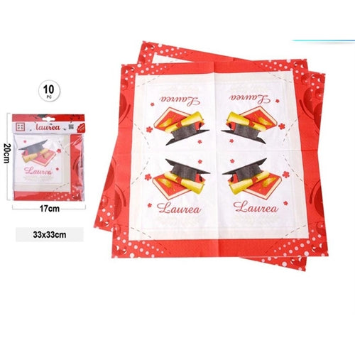 Tovaglioli laurea rossi – 33 × 33 cm – 10 pezzi