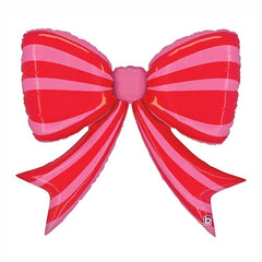 Palloncino in foil 44" super shape fiocco a righe rosso e fucsia