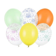 Palloncini da 30 cm, coriandoli misti (1 confezione / 6 pezzi)