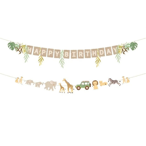 Striscione "happy birthday safari", 180 cm