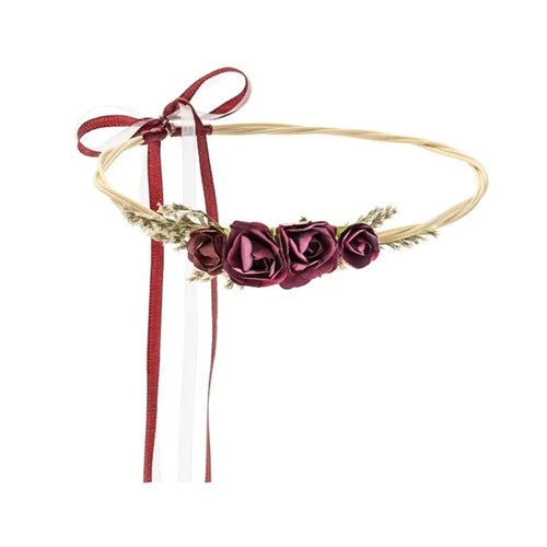 Corona di fiori, rosso intenso, 18 cm