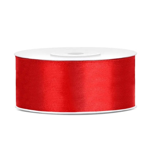 Nastro di raso rosso, 25 mm/25 m (1 pz. / 25 lm)