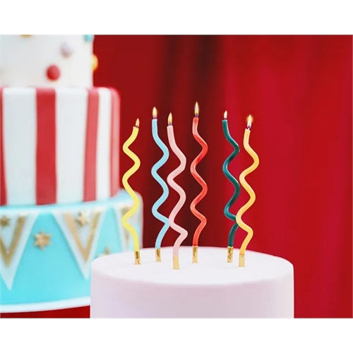 Candele di compleanno ricciolo arcobaleno, 14 cm, mix