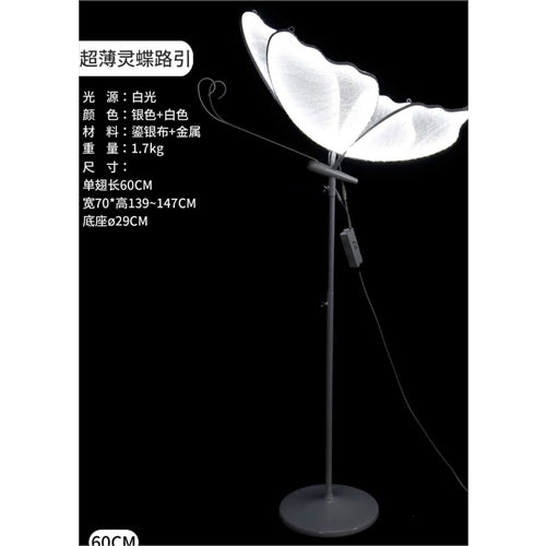 Farfalla led luminosa da pavimento 60 cm – luce bianca – h. 139–147 cm