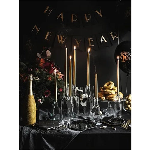 Candele coniche, metalliche, oro, 29 cm