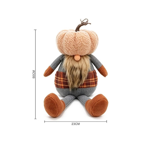 Folletto autunnale seduto con cappello zucca – h 50 cm