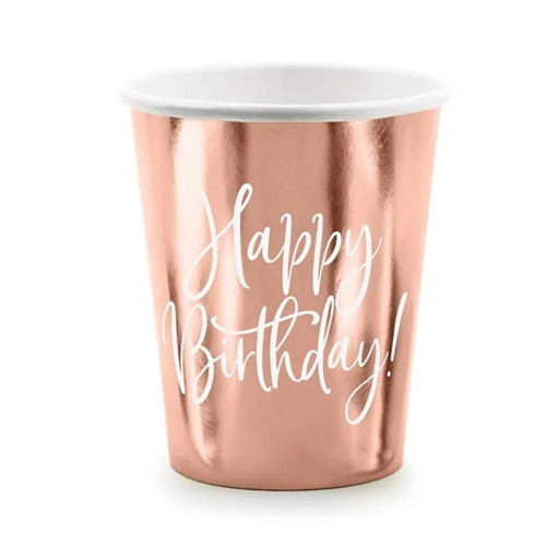 Bicchieri "buon compleanno!", oro rosa, 260 ml (1 confezione / 6 pezzi)