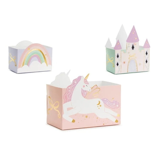 Scatole di snack con castello e unicorni, mix