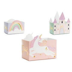 Scatole di snack con castello e unicorni, mix